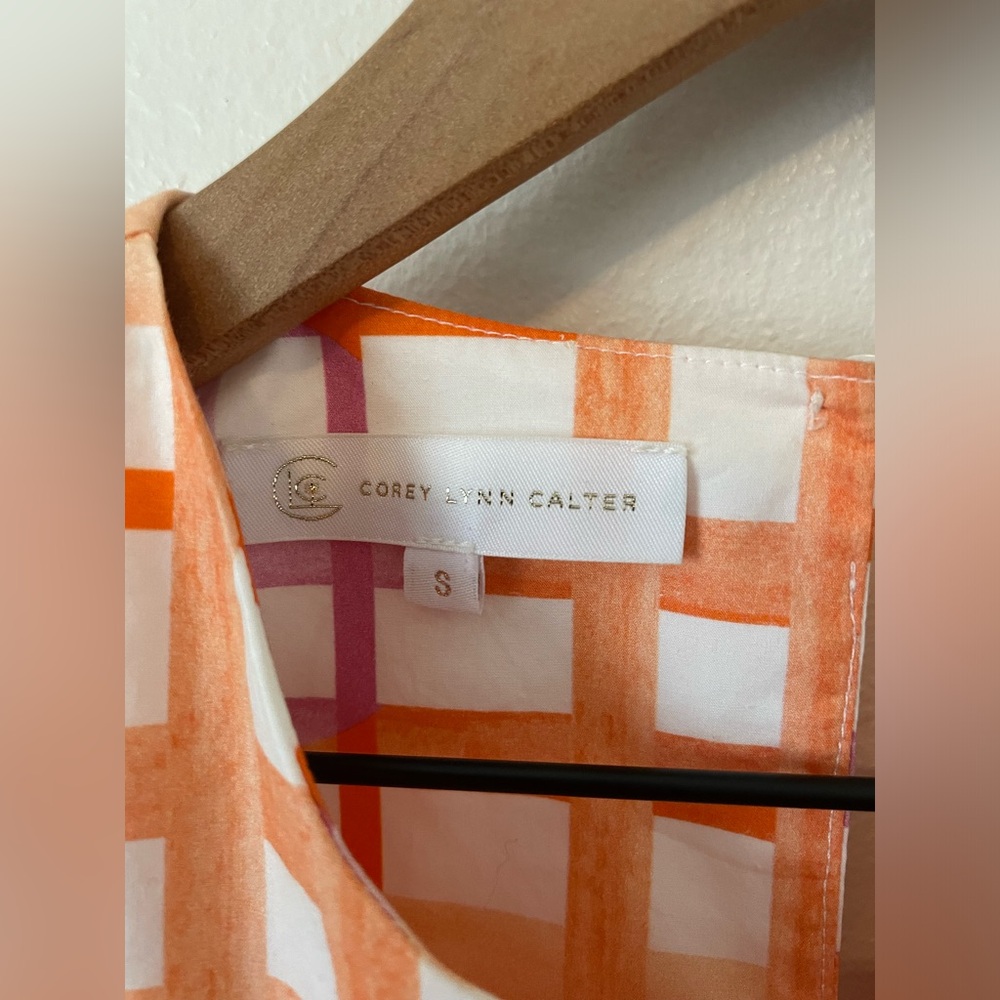 Corey Lynn Calter Nora Pink Orange Plaid Tiered Dress Small - Picture 6 of 8